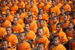 Thai monks meditating