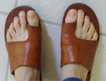 Click the image to see a larger view of Anne's custom-made sandals..